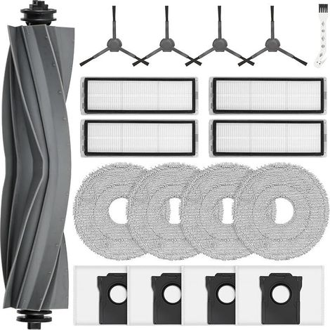 18 accesorios para el robot aspirador y fregona Dreame L10s Plus, 1 cepillo principal, 4 bolsas para el polvo, 4 filtros, 4 paños de limpieza, 4 cepillos laterales, 1 cepillo de limpieza (1/5)