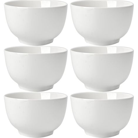 Lot de 6 bols à céréales de 12,7 cm, bols à soupe en céramique blanche à rayures pour cuisine, lave-vaisselle et micro-ondes, petits bols polyvalents en porcelaine pour soupe, céréales (1/5)