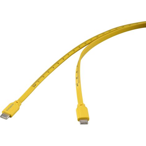 Renkforce Câble USB USB 2.0 USB-C® mâle, USB-C® mâle 1.00 m jaune impression des dimensions (métriqu (1/5)