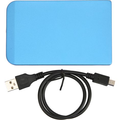 Boîtier disque dur 2,5 pouces USB 2.0 480 Mbps Plug & Play, coque en alliage d'aluminium pour disque dur, usage bureau voyage professionnel, bleu (1/5)