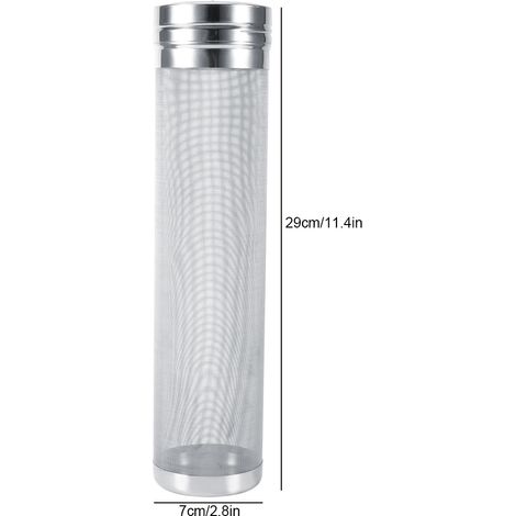 Filtre à houblon en acier inoxydable avec maille de 300 micromètres et kit de nettoyage pour fûts de brassage amateur (7 x 29 cm / 2,8 x 11,4 pouces). (1/5)
