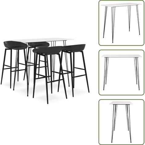 Ensemble de bar 5 pcs Blanc et noir - Ensemble De Bar - Meuble De Salle À Manger - Table De Bar - Tabouret De Bar - Mobilier Moderne (1/5)