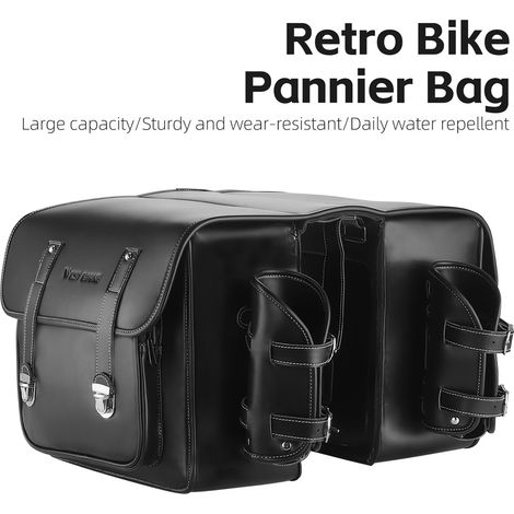 Sac de siège arrière de vélo en cuir, grande capacité, support universel pour sièges arrière, sacs multifonctionnels de rangement de Cycle latéral (1/5)