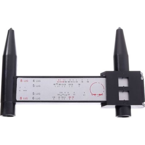 Plantilla PCD - Regla PCD para Medición de Agujeros de Ruedas - Escala 100-200 mm - Aluminio - 8 Lug - 1 Unidad (1/5)