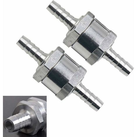 Valvola di non ritorno del carburante in alluminio. Valvola di non ritorno per motori a benzina e diesel (6 mm, 2 pezzi) per sistemi di alimentazione a carburatore a bassa pressione. (1/5)