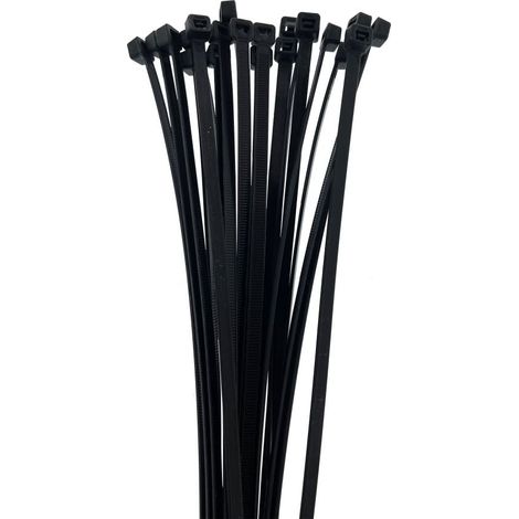 Primaster Kabelbinder 100 Stück schwarz 4,8 mm breit 390 mm lang Kabelbinderset (1/2)