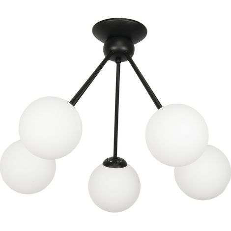 Lámpara de techo con pantalla negra y bolas de cristal Lindos 14-850 (1/2)
