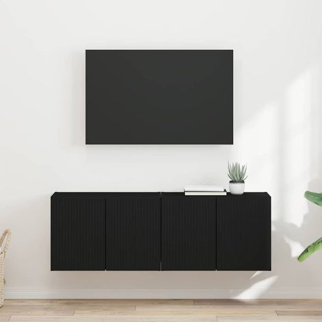 Mueble de TV Montado en la Pared 2 pcs Negro 59,5 x 31 x 40 cm