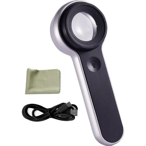 [NEVER USED] 60X LED Pocket Magnifier, USB Rechargeable, High Magnification, High Definition for Jewelry, Coins, Repair, Watches