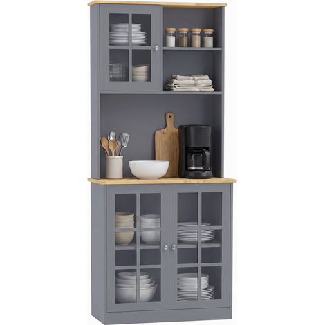 HOMCOM Kitchen Pantry, Buffet Hutch with 3 Storage Cabinets, Grey (1/5)
