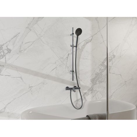 FugaFlow Eccelente Sobrado Mitigeur baignoire - avec barre curseur - douchette ronde - flexible lisse - Gunmetal (1/4)