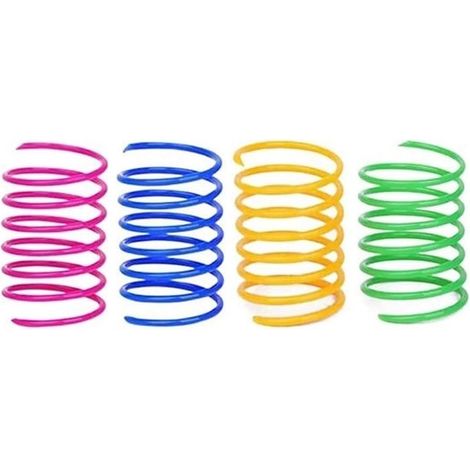 Juguete de plumas para gatos, 120 plumas en espiral, plumas de plástico resistentes y pesadas, plumas coloridas que se abren y cierran (1/5)