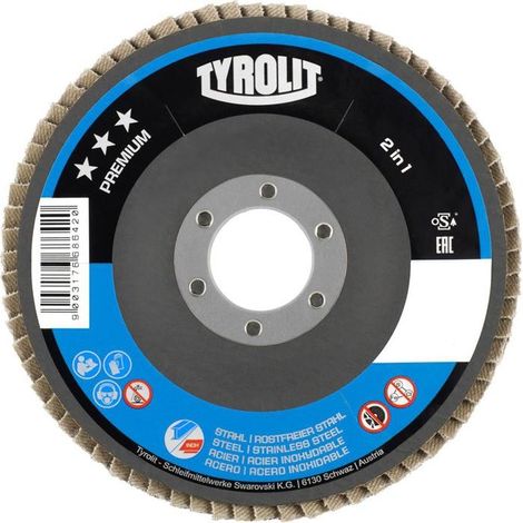 Disque à lamelles PREMIUM 2 en 1 - 27A diamètre 125 mm Grain 60 pour acier et inox - TYROLIT (1/4)
