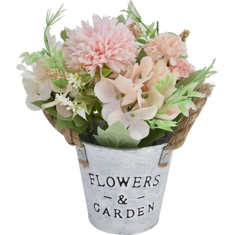 Fausses Fleurs Décoratives Et Plantes en Pot, Bouquets D'hortensias Artificiels avec Vase pour la Maison, Le Bureau, Le Mariage, Le Design Intérieur Et Extérieur (1/5)