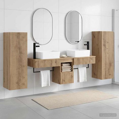 vidaXL Juego de muebles de baño 5 uds. Roble artisan (1/5)