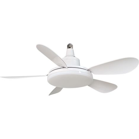 Ventilateur de Plafond avec Douille E27, Style Nordique Blanc, Silencieux et Puissant, Luminaire Éclairage pour Salon et Salle à Manger