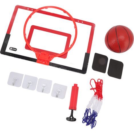 Mini-Basketballkorb, kein Bohren erforderlich, federndes Design, rot-schwarze Farbe, interaktives Indoor-Basketballspielzeug für Eltern und Kinder. (1/5)