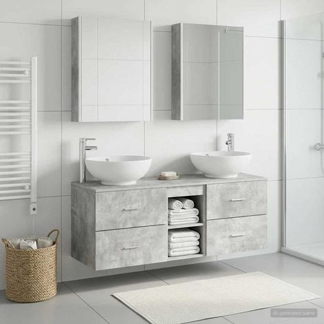 vidaXL Bathroom Furniture Set 5 pcs Concrete Grey (1/5)