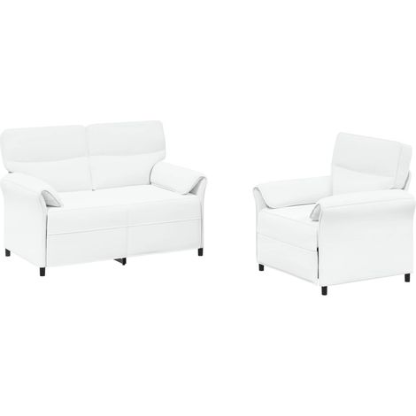 Ensemble de Canapés 2 pc Blanc Tissu vidaXL (1/5)