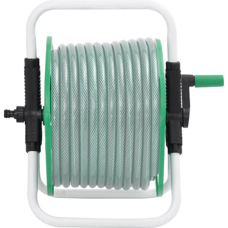 Enrouleur de tuyau vert sur pied pour tuyau de 45 m 1/2" acier