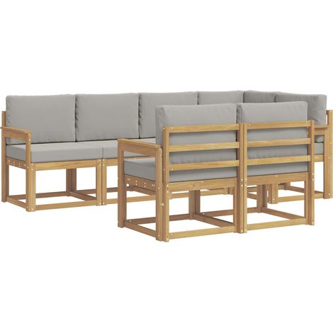 Set di divani da esterno 7 pz Bianco e Grigio Chiaro vidaXL (1/5)