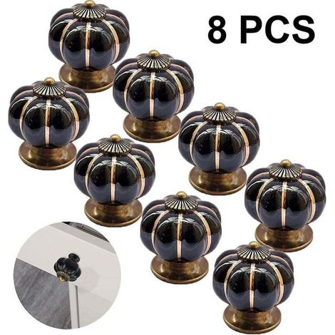 pièces rondes en céramique citrouille armoire et meubles boutons tire Chrome fini Base tiroir poignées porte matériel bouton noir - Crezuo (1/4)