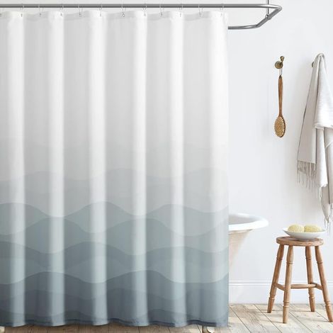 Rideau de douche, rideau de douche décoratif imperméable pour salle de bain, 150 x 180 cm, gris dégradé (1/4)