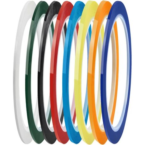 Ruban adhésive positionnement coloré 3mm x 216ft, 8 rouleaux de ruban de démarcation fin pour tableau blanc, ruban adhésif repositionnable, ruban de masquage pour loisirs créatifs, graphisme (1/5)