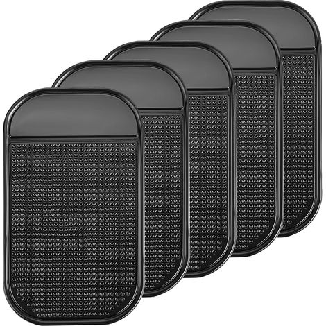 Sollbry Lot de 5 tapis antidérapants pour tableau de bord de voiture - Multifonctions - Résistants à la chaleur - Pour téléphones portables, clés, lunettes de soleil, GPS, pièces de monnaie, miroirs(1 (1/5)