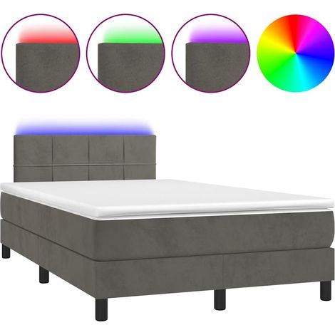 Maison Exclusive - Cama box spring colchón y LED terciopelo gris (1/5)