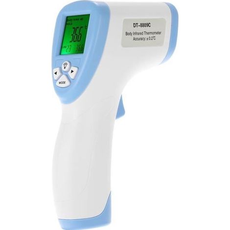 Thermomètre frontal infrarouge sans contact Thermomètre frontal Thermomètre infrarouge portatif DT8809C bleu livré sans batterie (1/3)