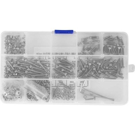 Kit de fixation en acier inoxydable 304 comprenant 662 vis à tête (1/5)