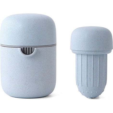 Exprimidor portátil de cítricos, exprimidor manual para limones, naranjas y limas, ideal para viajes, excursiones al aire libre y picnics, exprimidor de zumos, azul/gris - Fei Yu (1/5)