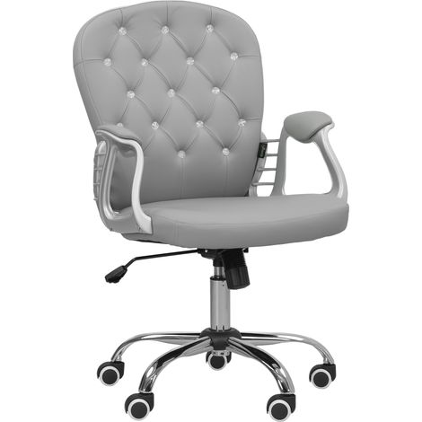 Chaise de bureau, chaise ergonomique de bureau avec accoudoir, dossier rembourré gris clair (1/5)