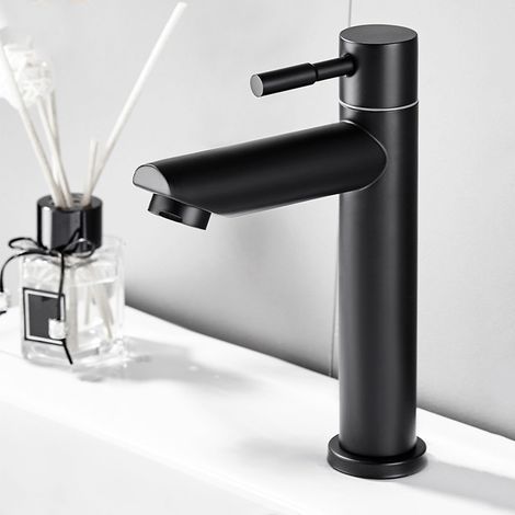 Schwarzer Edelstahl-Einzelwaschbecken-Wasserhahn für Badezimmer und WC (1/5)