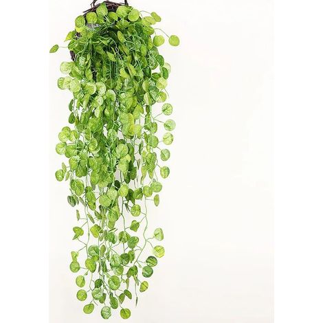 Plante verte artificielle de lierre, feuilles de rotin suspendues, décor mural de jardin extérieur de maison, 90cm 2pcs (1/5)