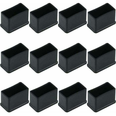 Lot de 12 Embouts de Protection Rectangulaires en Feutre de Caoutchouc pour Pieds de Table ou de Chaise - Noir, 15 x 30 mm. (1/4)