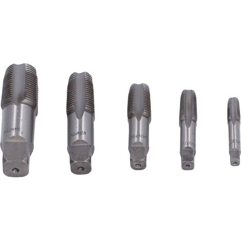 Taraud NPT et jeu de tarauds, outils de précision pour la réparation des filetages de plomberie pour plombiers, mécaniciens et bricoleurs, acier au carbone, 5 pièces. (1/5)