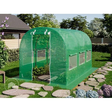 TOOLPORT Serra da Giardino tunnel Serra Orto stabile e robusto 2x3m - Telo PE 180g/m² verde transparente (1/5)