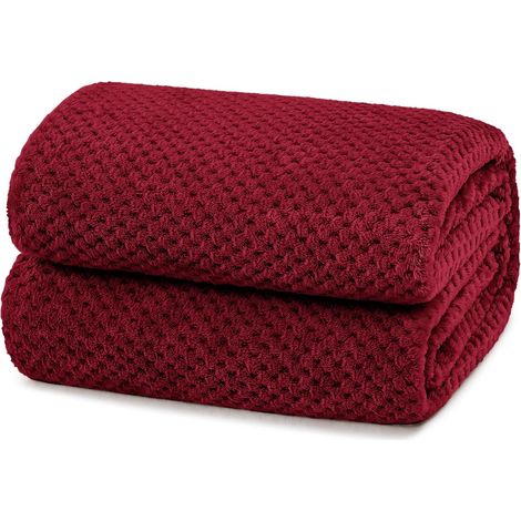 Fleece Blanket, Flannel Sofa Throw, Burgundy (1/5)