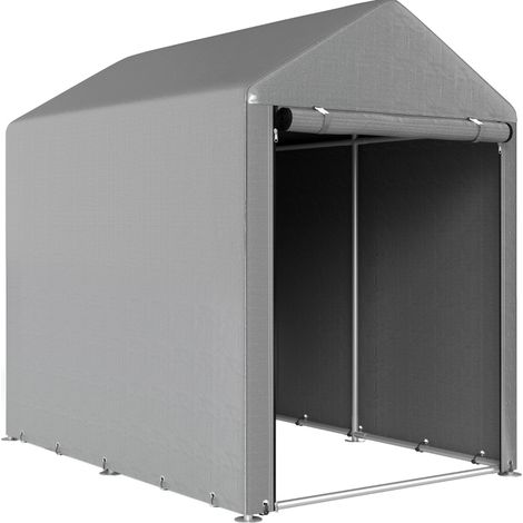 Abri de jardin robuste avec structure acier galvanisé, toile PE résistante UV, 1,2 x 1,8 x 1,65 m, gris clair (1/5)