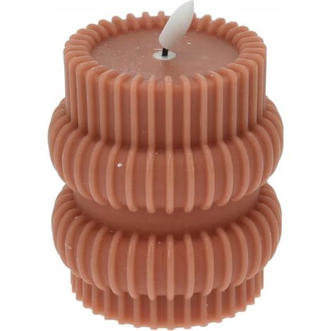 Vela LED acanalada de 10 cm, decorativa, con efecto de llama real.