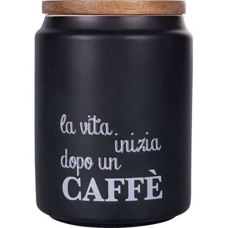 Barattolo caffe' 850 ml in gres coperchio in bamboo, Idee (1/4)