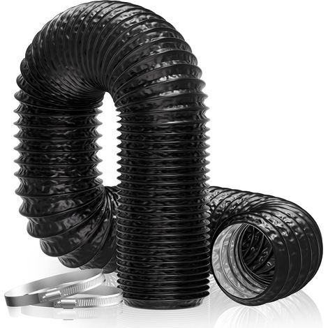 Tuyau Ventilation Flexible - Ø125mm x 3m Noir - Aluminium PVC - Sèche-Linge Extracteur Chauffage Climatisation (1/5)