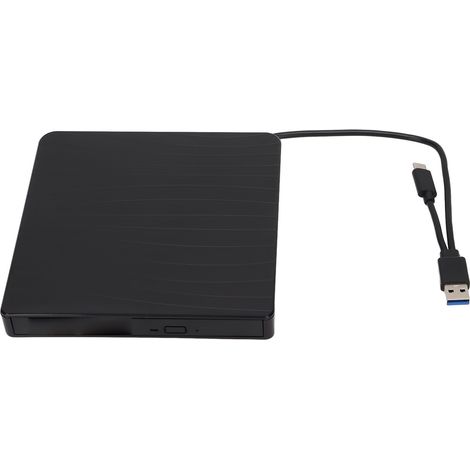 Graveur DVD externe noir USB 3.0, interface USB-C, design portable, pratique, stable et fiable pour Windows 8.