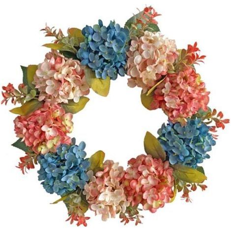 Herbstkranz – 40 cm – Rosa und Blau – Für Haustür, Innenwand, Fenster – Saisonale Dekoration (1/4)