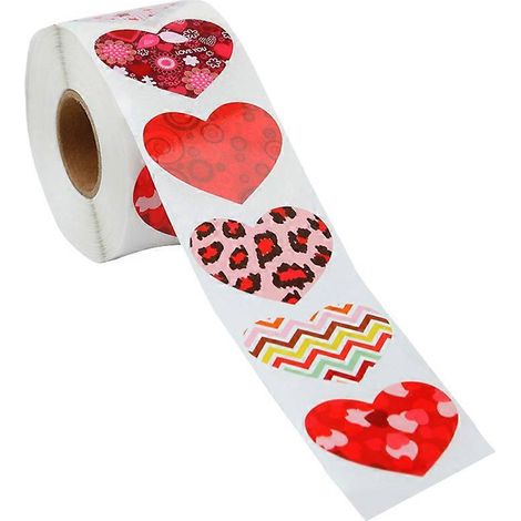 1 rouleau/500 étiquettes autocollantes en forme de cœur pour la Saint-Valentin-2.5x2.5cm