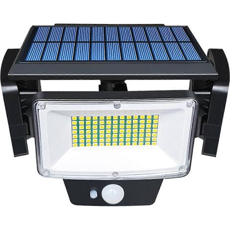 Solarbetriebene, helle LED-Wandleuchte mit Sensor für den Außenbereich, dreiflammig, polykristallin. (1/4)