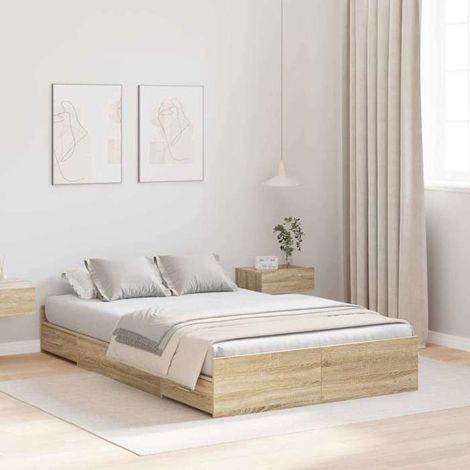 Cadre de lit avec rangement - 3335327 - Chêne Sonoma - 120 x 190 cm - Avec tiroirs (1/5)