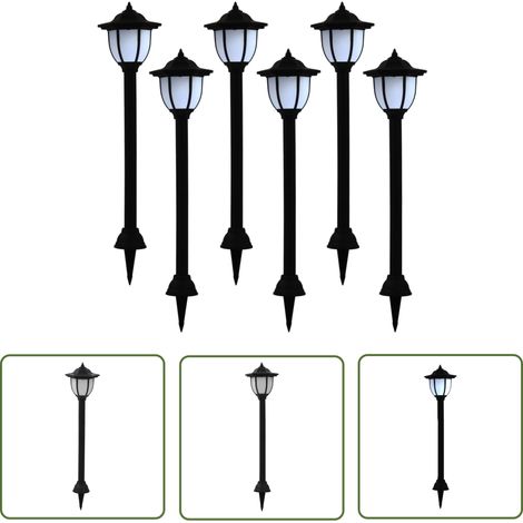 The Living Store Lampes solaires à LED d'extérieur 6 pcs Noir - Lampe Solaire - Éclairage Extérieur - Lampadaire Solaire - Luminaire Solaire - Décoration Extérieure (1/5)